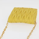 Miu Miu Matelasse Chain Shoulder Bag Leather Yellow Gold Auth 178934A-6