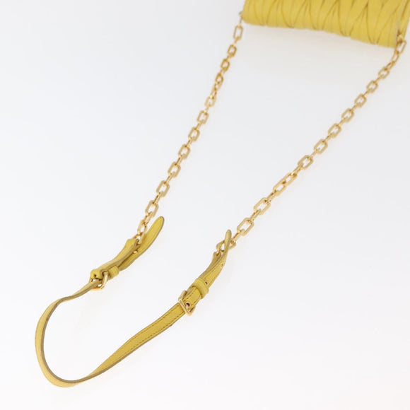Miu Miu Matelasse Chain Shoulder Bag Leather Yellow Gold Auth 178934A