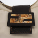 FENDI Mamma Baguette Shoulder Bag Canvas White Silver Auth 178935-17