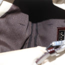 FENDI Mamma Baguette Shoulder Bag Canvas White Silver Auth 178935-11
