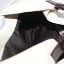 FENDI Mamma Baguette Shoulder Bag Canvas White Silver Auth 178935-21