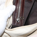 FENDI Mamma Baguette Shoulder Bag Canvas White Silver Auth 178935-23