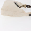 FENDI Mamma Baguette Shoulder Bag Canvas White Silver Auth 178935-3