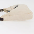 FENDI Mamma Baguette Shoulder Bag Canvas White Silver Auth 178935-4