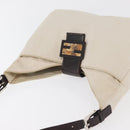 FENDI Mamma Baguette Shoulder Bag Canvas White Silver Auth 178935-6