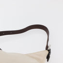 FENDI Mamma Baguette Shoulder Bag Canvas White Silver Auth 178935-8