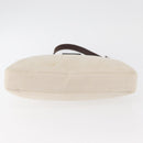 FENDI Mamma Baguette Shoulder Bag Canvas White Silver Auth 178935-5