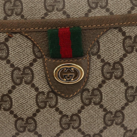 GUCCI GG Supreme Web Sherry Line Bag PVC Beige Gold 89 02 077 Auth 178937