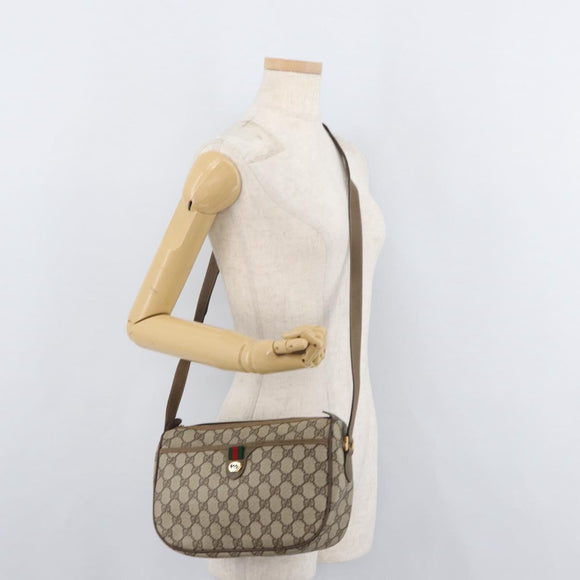 GUCCI GG Supreme Web Sherry Line Bag PVC Beige Gold 89 02 077 Auth 178937
