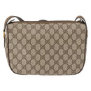 GUCCI GG Supreme Web Sherry Line Bag PVC Beige Gold 89 02 077 Auth 178937-3