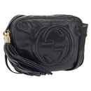 GUCCI Soho Shoulder Bag Patent leather Navy Gold 308364 Auth 178938A-1