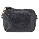 GUCCI Soho Shoulder Bag Patent leather Navy Gold 308364 Auth 178938A-2