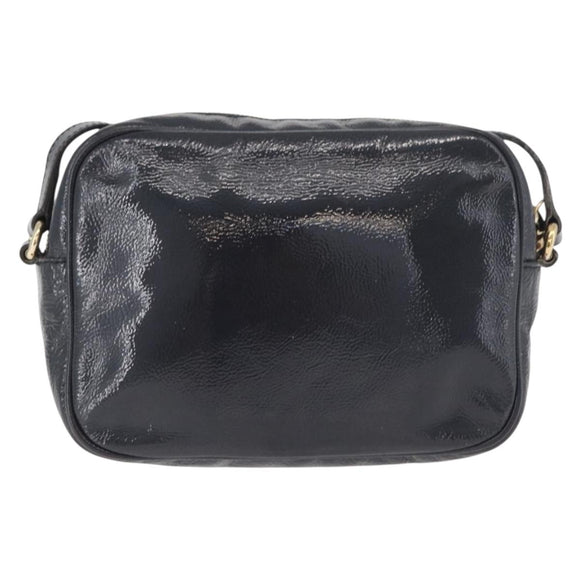 GUCCI Soho Shoulder Bag Patent leather Navy Gold 308364 Auth 178938A