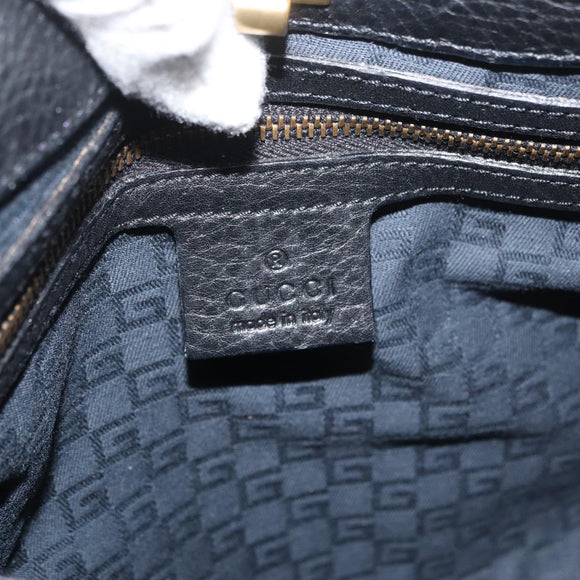 GUCCI Shoulder Bag Leather Black Gold 108964 Auth 178939V