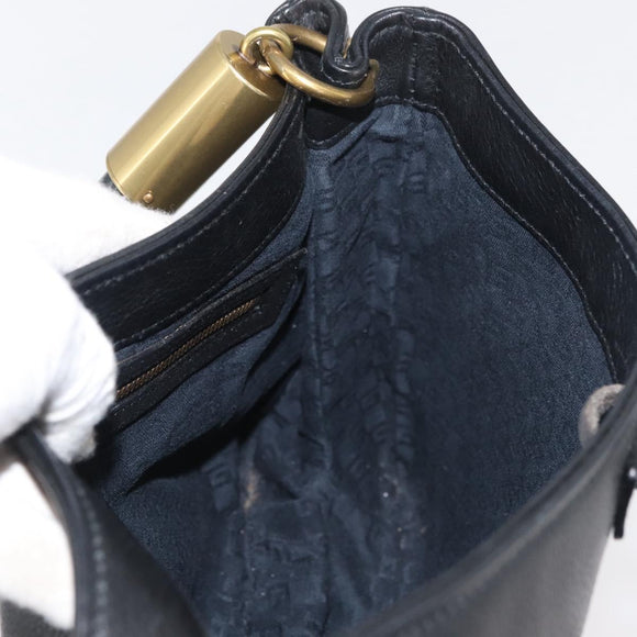 GUCCI Shoulder Bag Leather Black Gold 108964 Auth 178939V