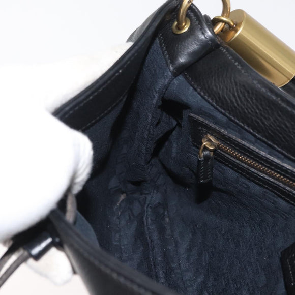GUCCI Shoulder Bag Leather Black Gold 108964 Auth 178939V