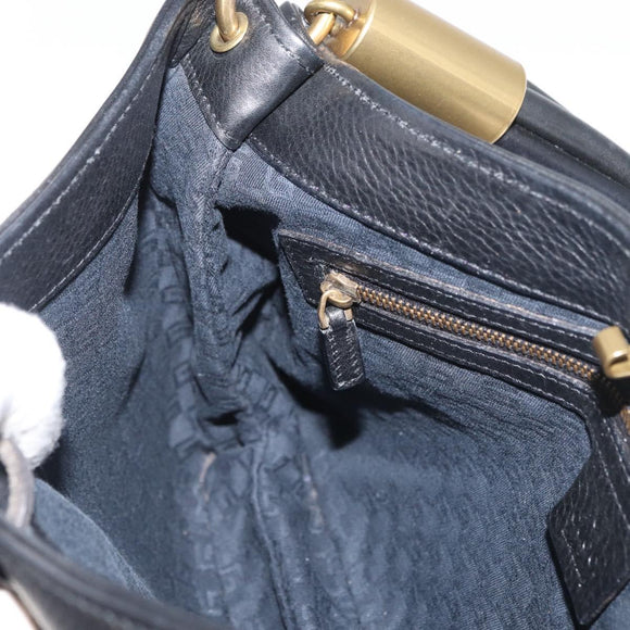 GUCCI Shoulder Bag Leather Black Gold 108964 Auth 178939V