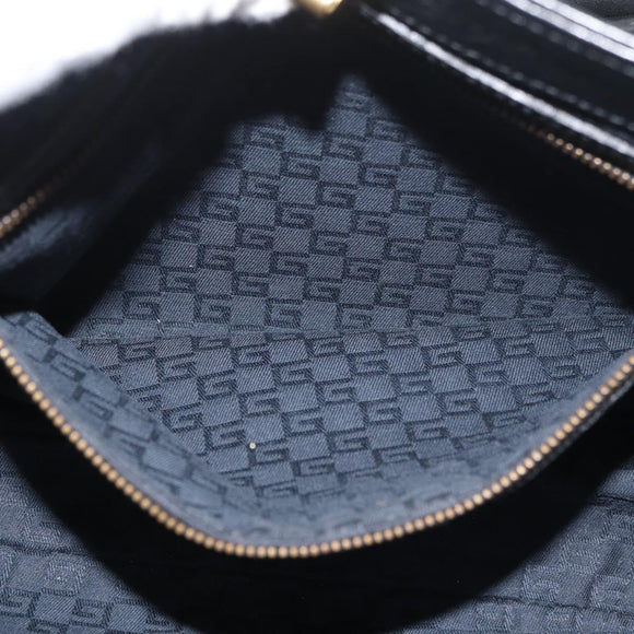 GUCCI Shoulder Bag Leather Black Gold 108964 Auth 178939V