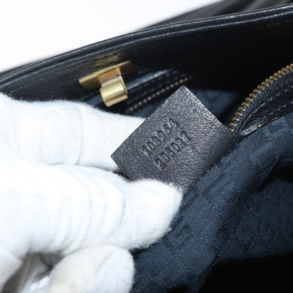 GUCCI Shoulder Bag Leather Black Gold 108964 Auth 178939V