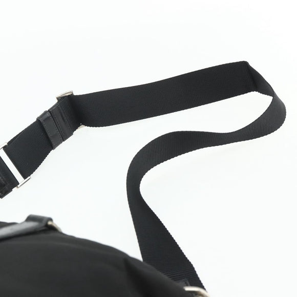 PRADA Hand Bag Nylon 2way Black Silver Auth 178940