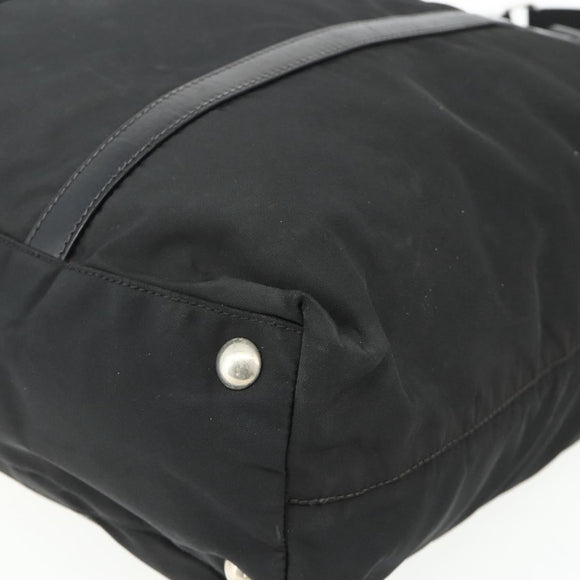 PRADA Hand Bag Nylon 2way Black Silver Auth 178940