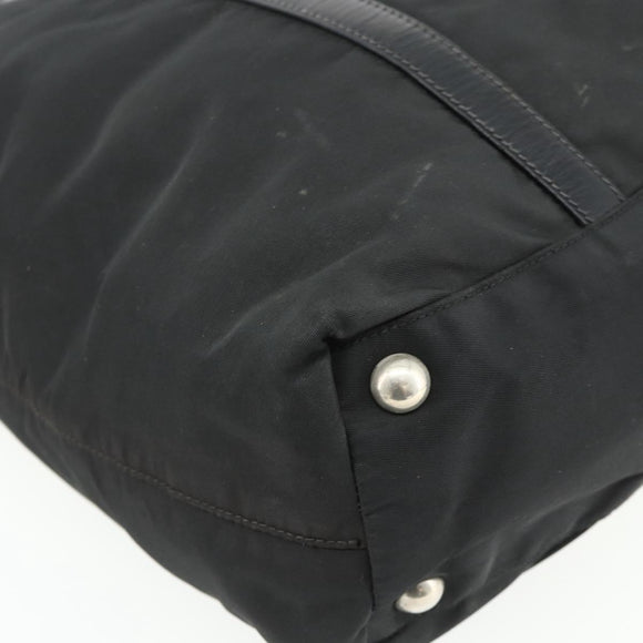 PRADA Hand Bag Nylon 2way Black Silver Auth 178940