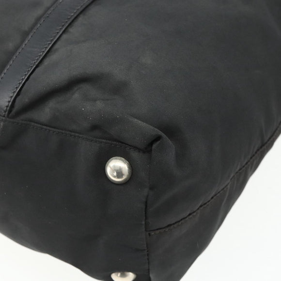PRADA Hand Bag Nylon 2way Black Silver Auth 178940