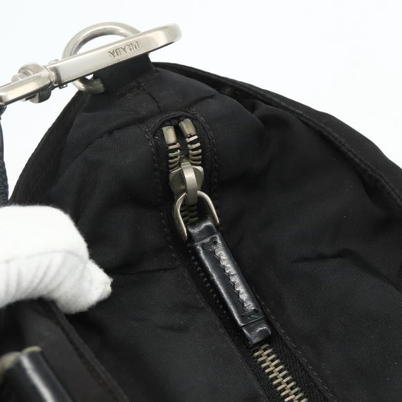 PRADA Hand Bag Nylon 2way Black Silver Auth 178940