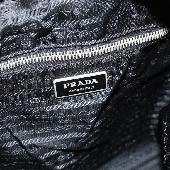 PRADA Hand Bag Nylon 2way Black Silver Auth 178940