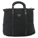 PRADA Hand Bag Nylon 2way Black Silver Auth 178940-13