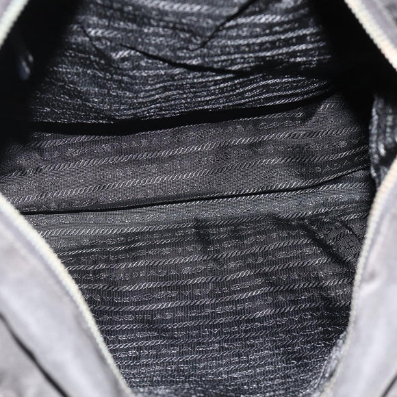PRADA Hand Bag Nylon 2way Black Silver Auth 178940