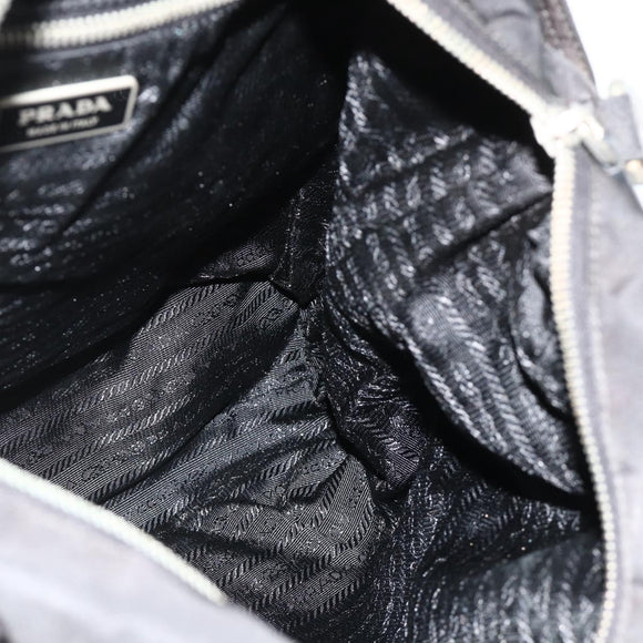 PRADA Hand Bag Nylon 2way Black Silver Auth 178940
