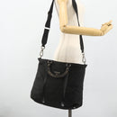 PRADA Hand Bag Nylon 2way Black Silver Auth 178940-26