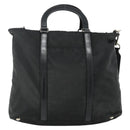 PRADA Hand Bag Nylon 2way Black Silver Auth 178940-2