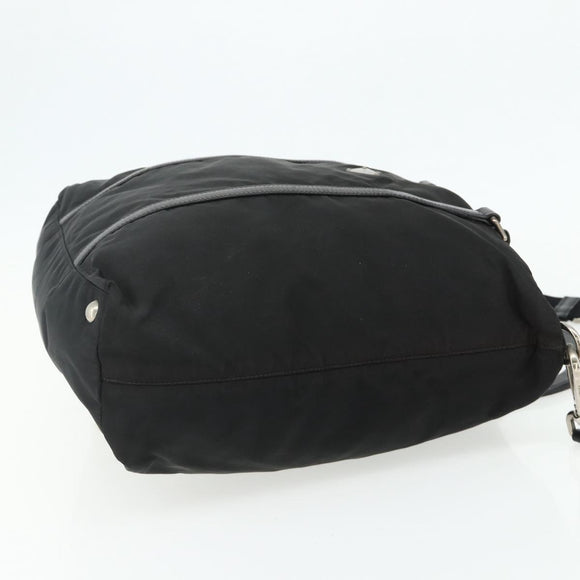 PRADA Hand Bag Nylon 2way Black Silver Auth 178940