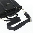 PRADA Hand Bag Nylon 2way Black Silver Auth 178940-8