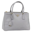 PRADA Galleria Hand Bag Safiano leather Gold Purple gray Auth 178941A-1