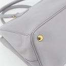 PRADA Galleria Hand Bag Safiano leather Gold Purple gray Auth 178941A-16