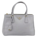 PRADA Galleria Hand Bag Safiano leather Gold Purple gray Auth 178941A-13