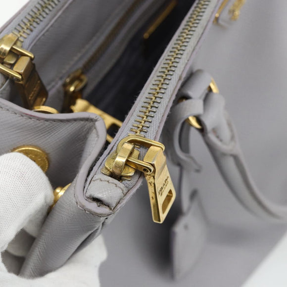 PRADA Galleria Hand Bag Safiano leather Gold Purple gray Auth 178941A
