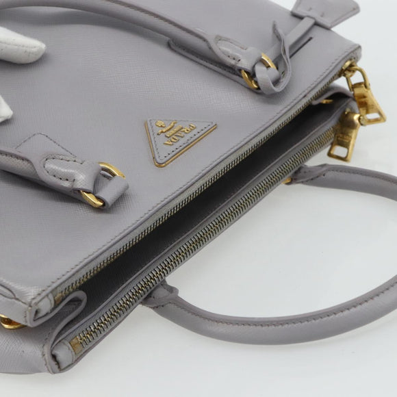 PRADA Galleria Hand Bag Safiano leather Gold Purple gray Auth 178941A