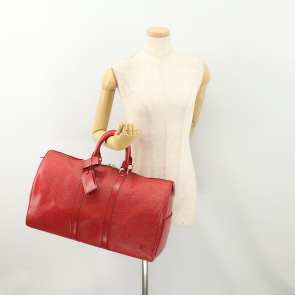 LOUIS VUITTON Epi Keepall 45 Boston Bag Red M42977 LV Auth 178945A