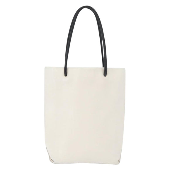 CHANEL Essential Hand Bag Leather White CC Auth 178954V