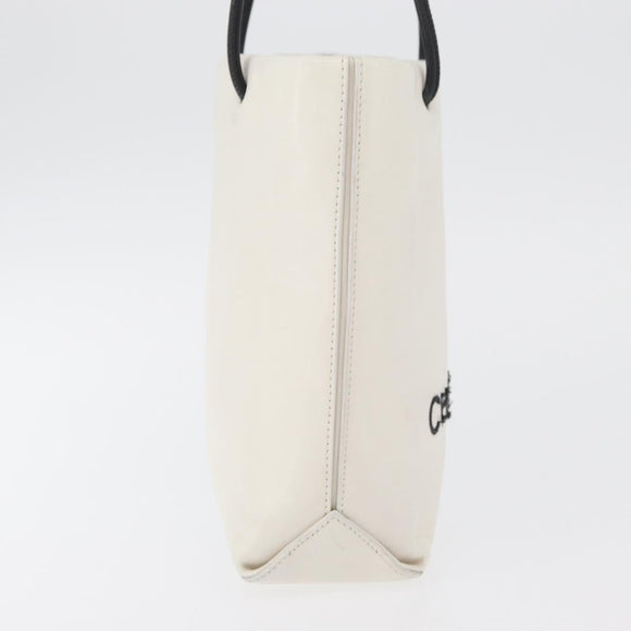 CHANEL Essential Hand Bag Leather White CC Auth 178954V