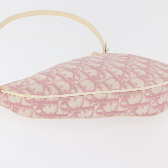 Christian Dior Trotter Canvas Saddle Pouch PVC Pink Silver Auth 178955