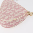 Christian Dior Trotter Canvas Saddle Pouch PVC Pink Silver Auth 178955-13