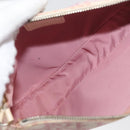 Christian Dior Trotter Canvas Saddle Pouch PVC Pink Silver Auth 178955-16