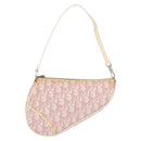 Christian Dior Trotter Canvas Saddle Pouch PVC Pink Silver Auth 178955-2