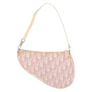 Christian Dior Trotter Canvas Saddle Pouch PVC Pink Silver Auth 178955-3
