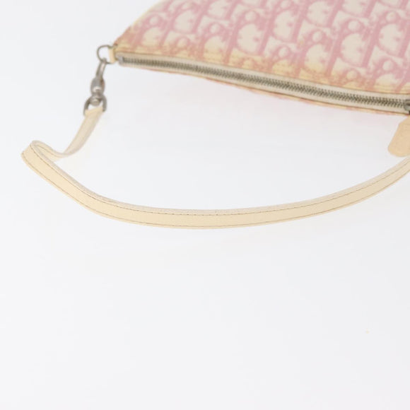 Christian Dior Trotter Canvas Saddle Pouch PVC Pink Silver Auth 178955